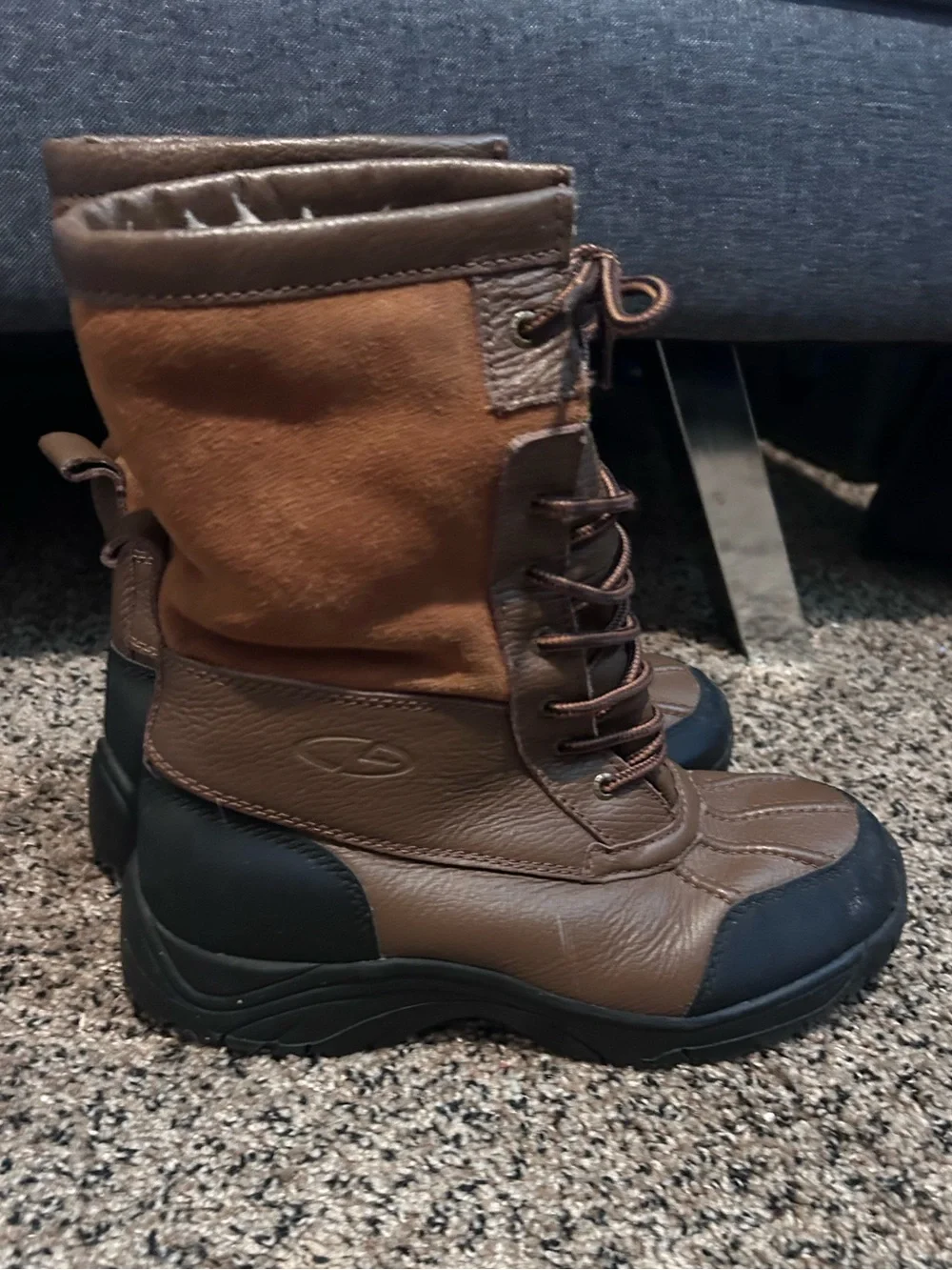 50%offw❤️ Champion Naoma Brown Leather Insulated Lace Up Snow Boots Women'9